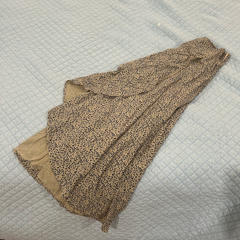 Animal print ruffle hem skirt - high low hemline